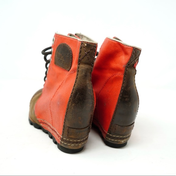 Sorel PDX 1964 Premium Wedge Boots Womens 6 Red Brown Heeled Shoes NL2796-012 - Picture 8 of 10